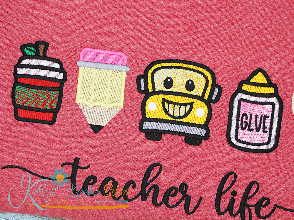 Teacher Life Icon Embroidery