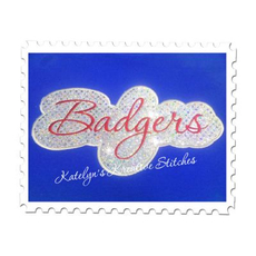 Badgers Applique Script Satin