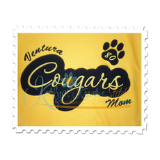 Cougars Applique Script stitched by Annette Pulido