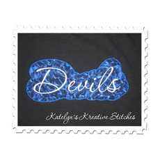 Devils Applique Script Zig Zag stitched by Laurie Creech