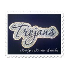 Trojans Applique Script Satin