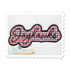 Jayhawks Applique Script Satin