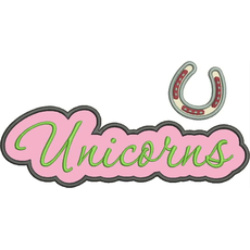 Unicorns Applique Script Satin Snap Shot