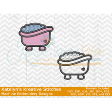 Bath Tub Embroidery Design