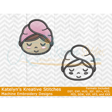 Girl with Spa Head Wrap - Filled and Outline Versions