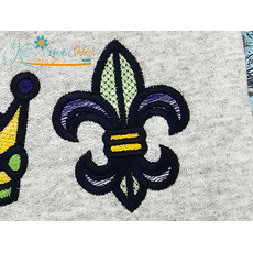 Mardi Gras Fleur de Lis Icon Embroidery - Filled and Outline Versions