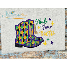Shake Your Bootie - Mardi Gras Boots Applique