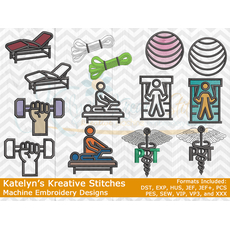 Physical Therapy Life Icon Embroidery Bundle