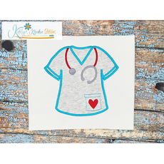 Scrub Top Applique with Heart