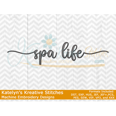Spa Life Embroidery Script with Tails