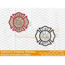 Fireman Badge Icon Embroidery