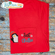 Penguin Just Chillin Pocket Peeker Machine Embroidery Design
