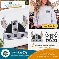 Vikings Helmet Icon Embroidery - Filled and Outline Versions