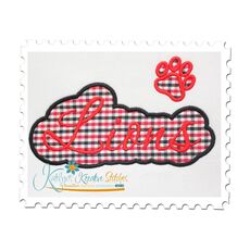 Lions Applique Script Satin
