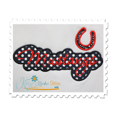 Mustangs Applique Script Satin