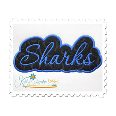 Sharks Applique Script Satin