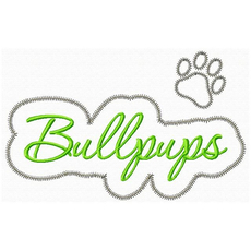 Bullpups Applique Script Zig Zag Snap Shot
