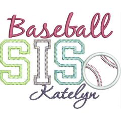 Baseball SIS Vintage Applique Snap Shot  (Katelyn text is not included with this design.)