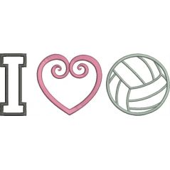 I Love Volleyball Applique Snap Shot