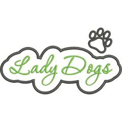 Lady Dogs Applique Script Satin Snap Shot