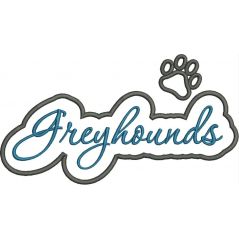 Greyhounds Applique Script Satin Snap Shot
