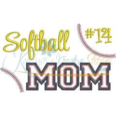Softball MOM Applique Snap Shot (Numbers not included)