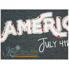 American Text Distressed Applique Close Up