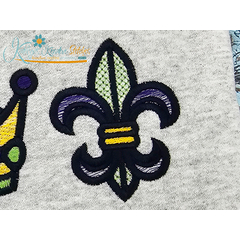 Mardi Gras Fleur de Lis Icon Embroidery - Filled and Outline Versions
