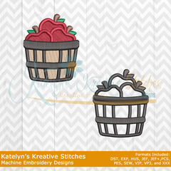Apple Basket Icon Embroidery