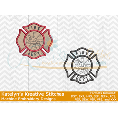 Fireman Badge Icon Embroidery