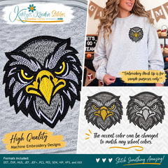 Hawk Head Icon Embroidery - Filled and Outline Versions