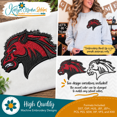 Mustang Icon Embroidery - Filled and Outline Versions