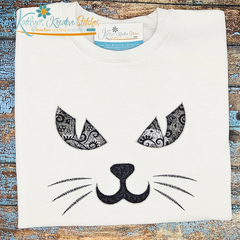 Quilted Halloween Cat Face - Applique Embroidery