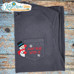 Snowman Just Roll with It Pocket Peeker Machine Embroidery Design