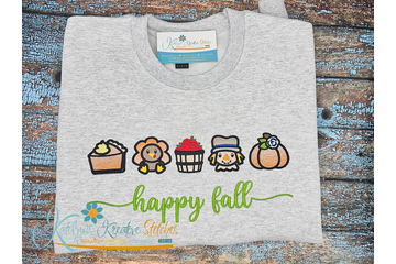 Happy Fall Icon Embroidery