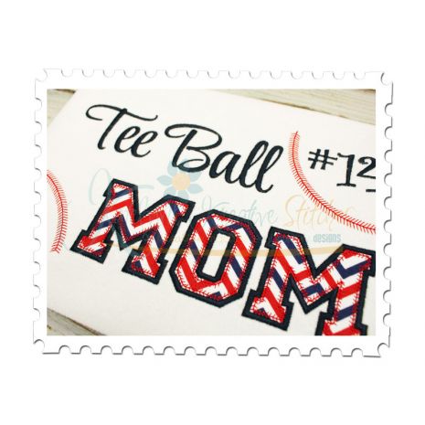 Tee Ball MOM Applique (Numbers not included)