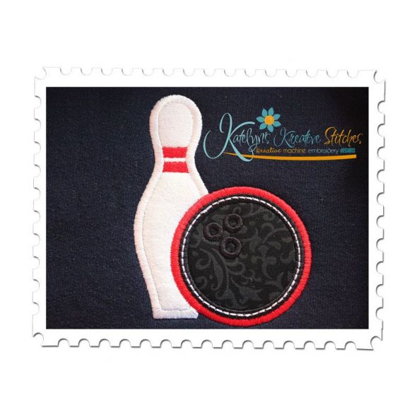 Bowling Pin and Ball Applique Double Satin