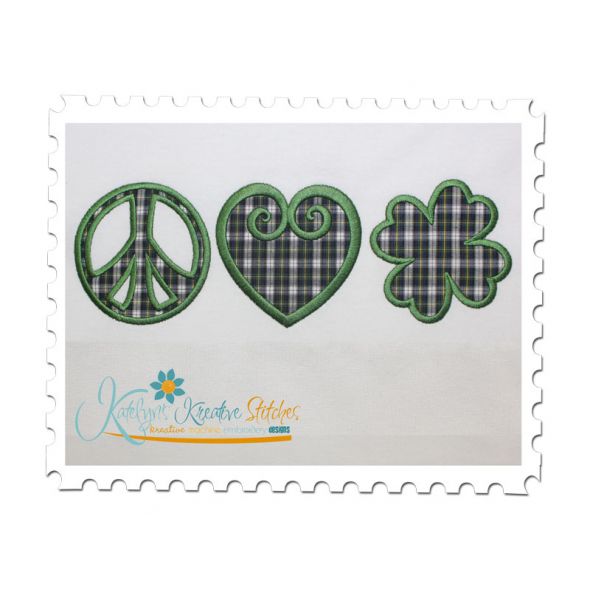 Peace Love and Shamrock Applique