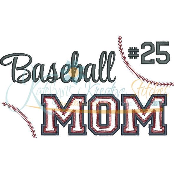 Baseball MOM Applique Snap Shot (Numbers not included)