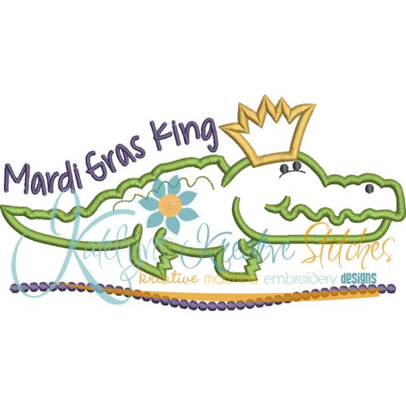 Mardi Gras King Gator Applique Snap Shot