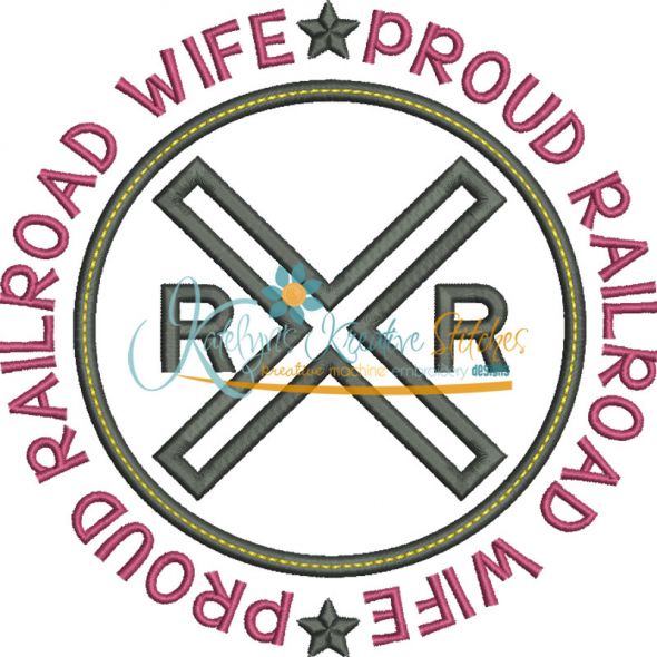 Proud Railroad Wife Applique Circle Snap Shot