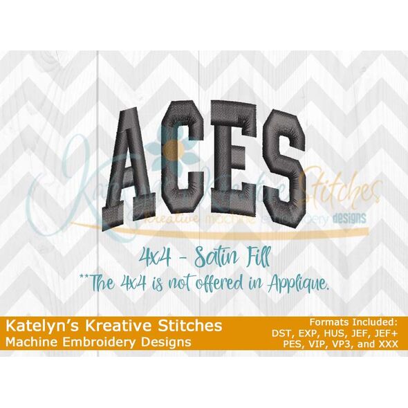 Aces Arched Satin 4x4 Embroidery