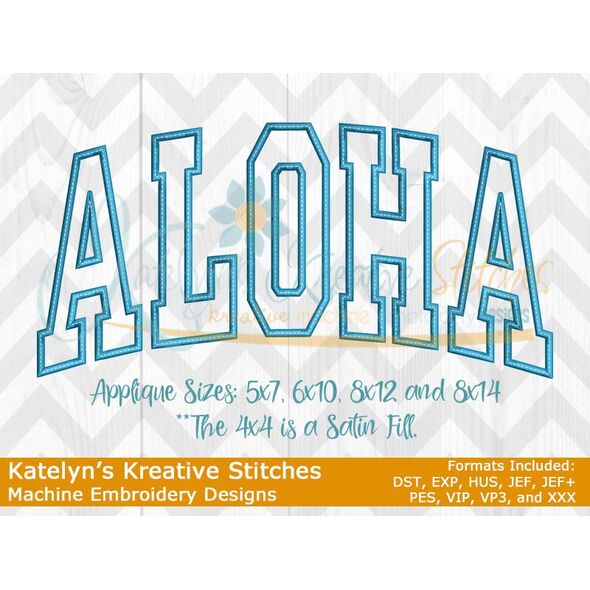 Aloha Arched Applique Embroidery