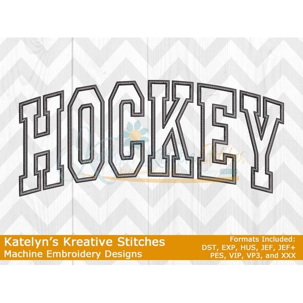 Hockey Arched Applique Embroidery