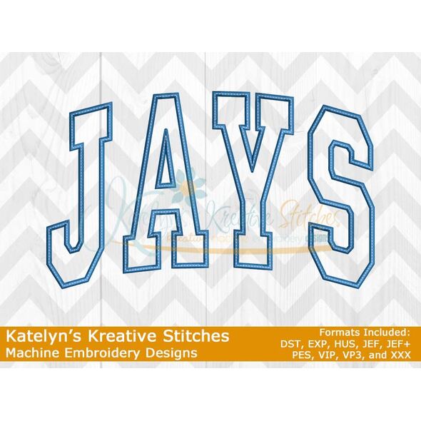 Jays Arched Applique Embroidery