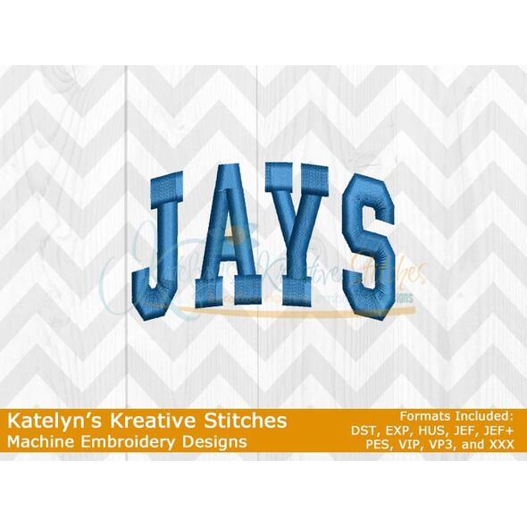 Jays Arched Satin 4x4 Embroidery