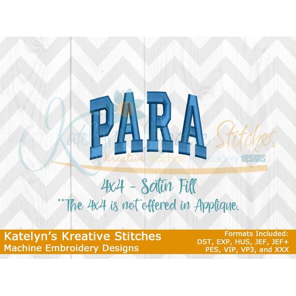 Para Arched Satin 4x4 Embroidery
