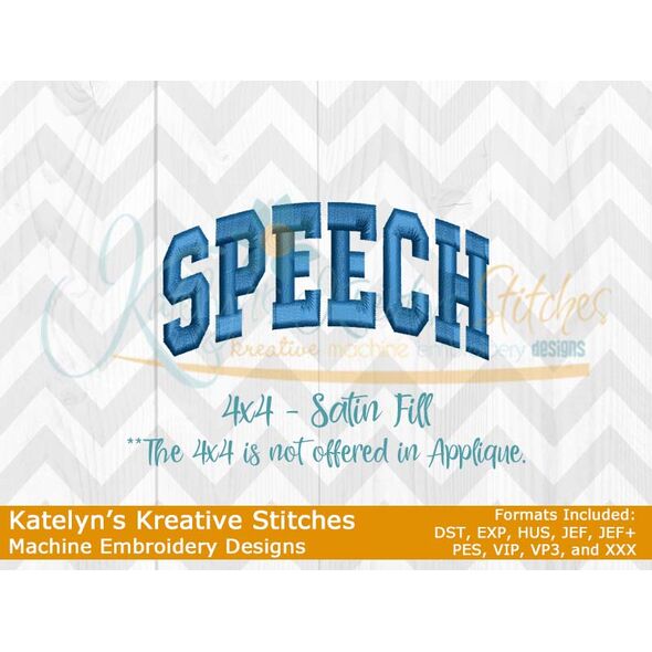 Speech Arched Satin Fill 4x4 Embroidery