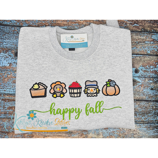 Happy Fall Icon Embroidery