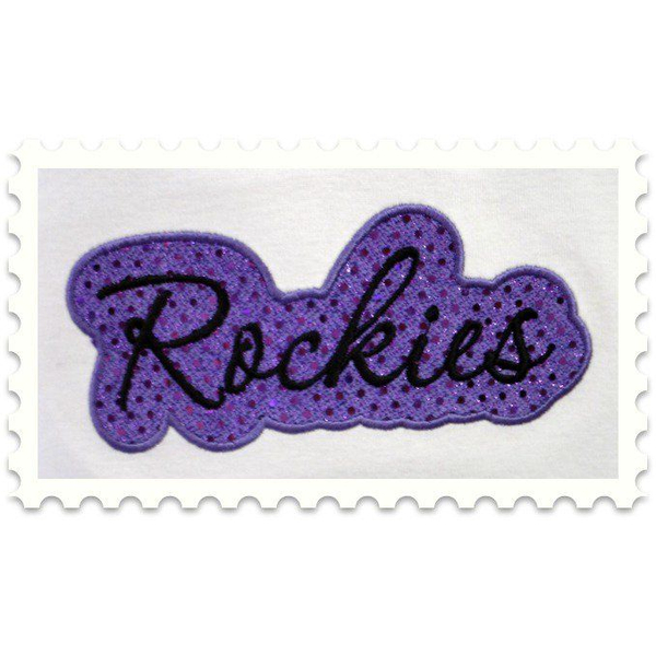 Rockies Applique Script stitched by Kreations for Kids
